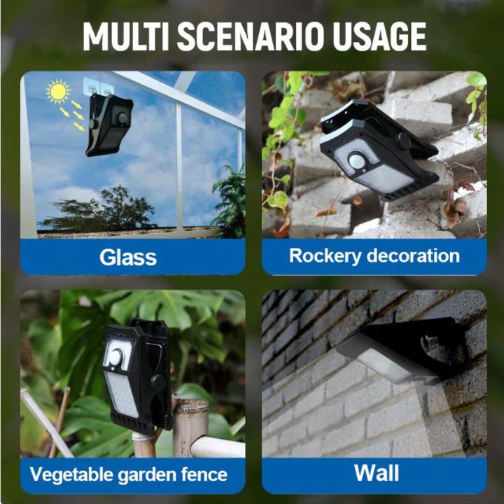 Groß Solar-LED-Außenlampe – Mit Clip & Bewegungsmelder