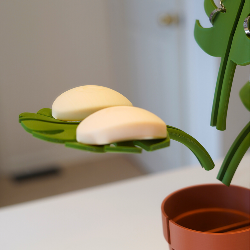 Monstera Spiegelmontierter Badezimmer-Organizer - Platzsparend mit Stilvollem Design