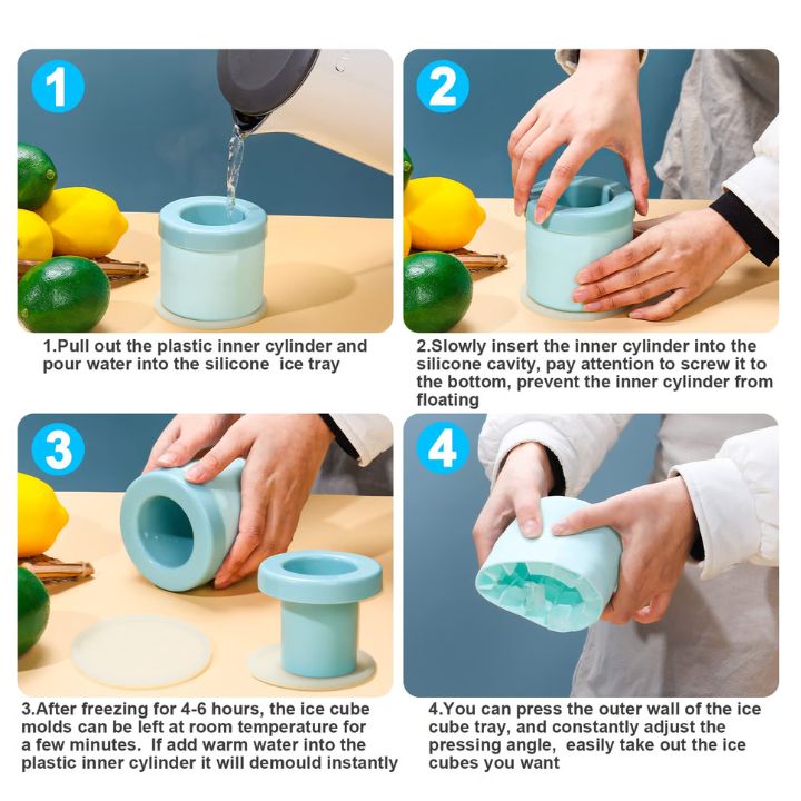 1+1 Gratis | Zylinderförmige Eiswürfelform aus Silikon  – 60 Miniwürfel für Getränke