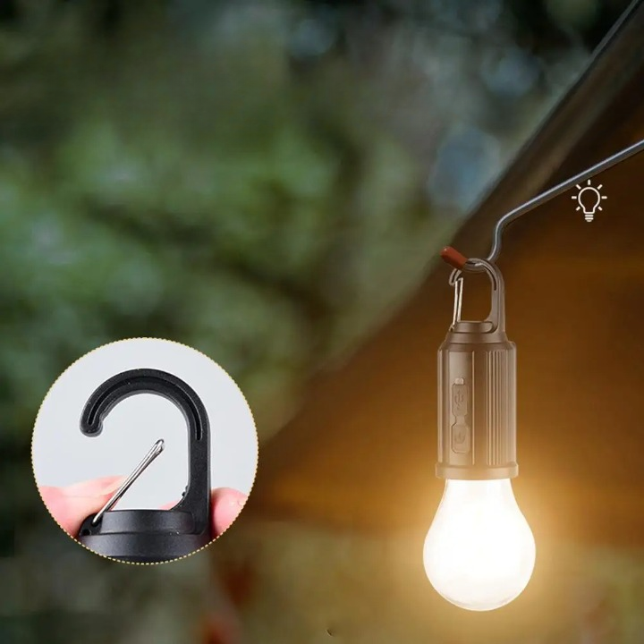 1+1 Gratis | Solar-Campinglampe – USB Wiederaufladbar mit Haken, Wasserdicht & Kompakt