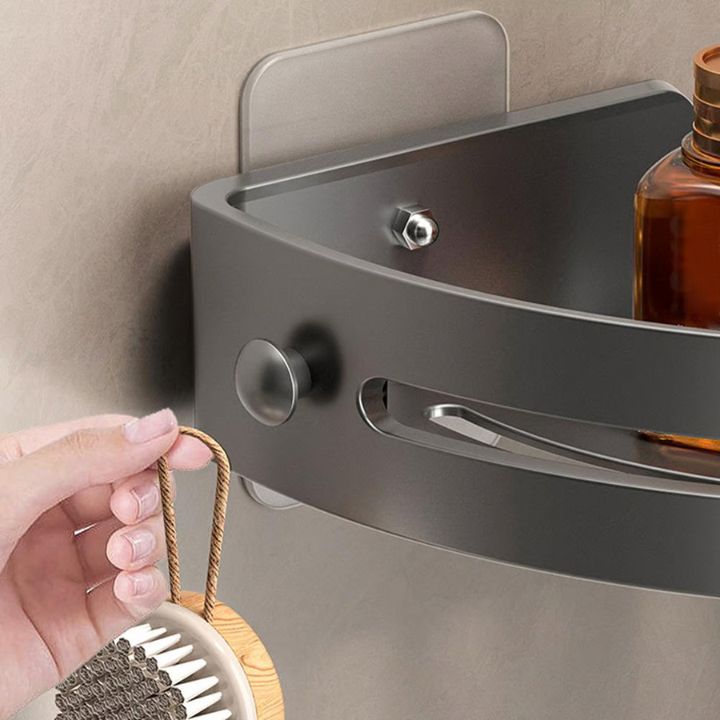 Badezimmer-Wandregal – Rostfreier Eckkorb mit Klebehalter