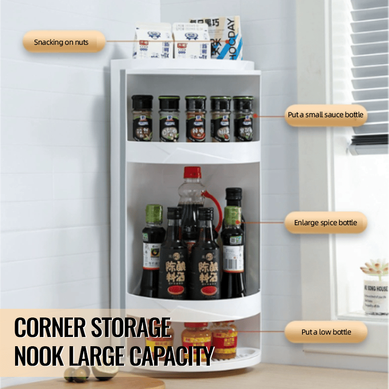 360° Drehbares Eckregal – Platzsparender Ordnungshelfer