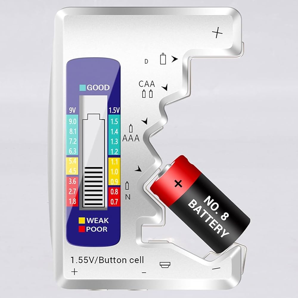 Universal Batterie-Tester – Schnelltest für AA, AAA, 9V & Knopfzellen