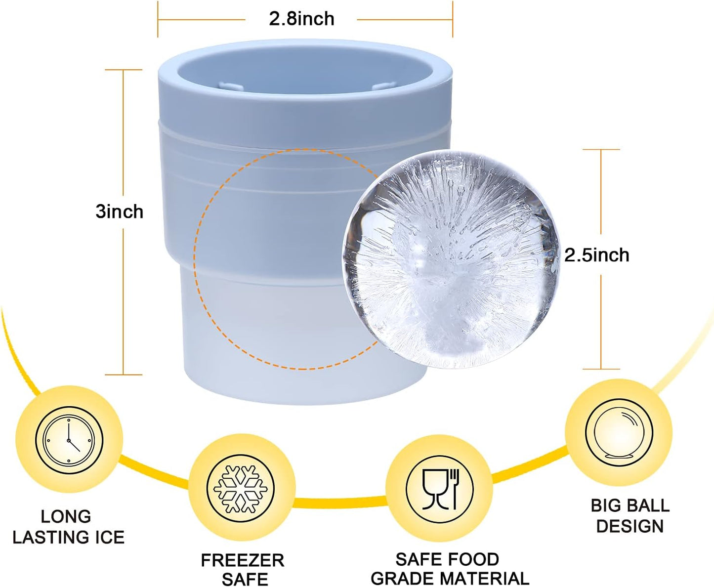 5 Stück Langsam schmelzende Eisball-Formen