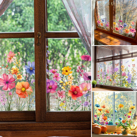 Beidseitiger Fensteraufkleber mit Blumenmotiv (kann auf jede Größe zugeschnitten werden) – 1 kaufen, 1 gratis erhalten!