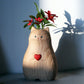 Handgefertigte Katzenvase aus Holz – Einzigartige & Umweltfreundliche Deko