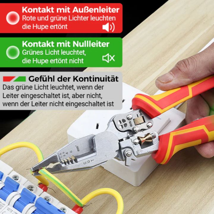 8-in-1 Abisolierzange mit Spannungsprüfer