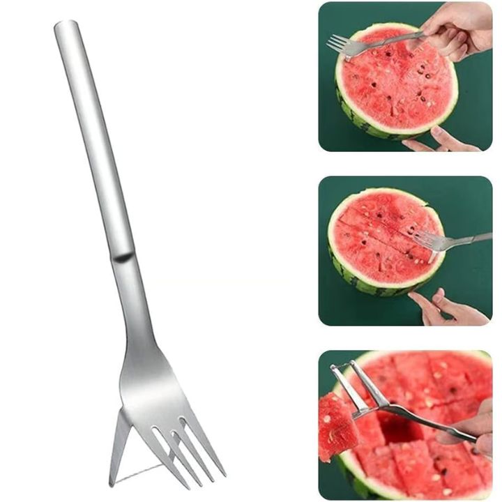 1+1 Gratis | Edelstahl Wassermelonen Würfelschneider & Serviergabel