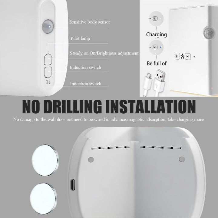 Eck-Nachtlicht mit Bewegungssensor – Kabelloses LED-Licht mit Stoßschutz