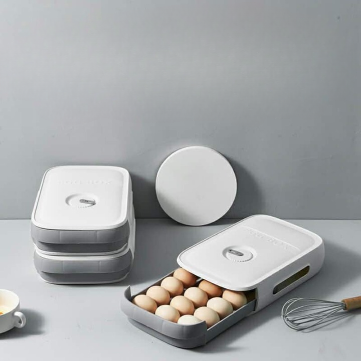 Eier-Aufbewahrungsbox mit Schublade – Platzsparender Organizer mit Anti-Kollisions-Design