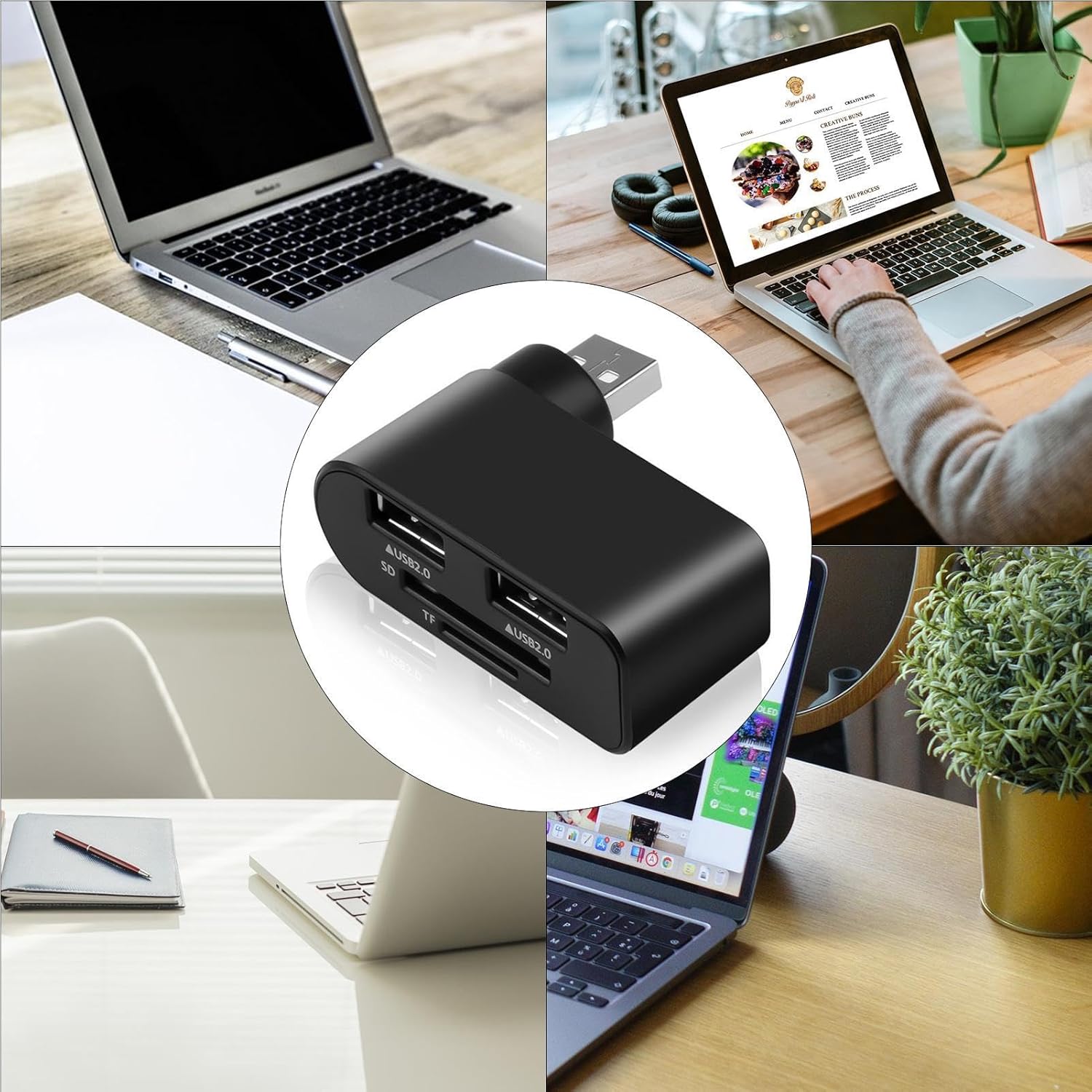 4-in-1 drehbarer USB-Hub – Mehr Anschlüsse, weniger Chaos