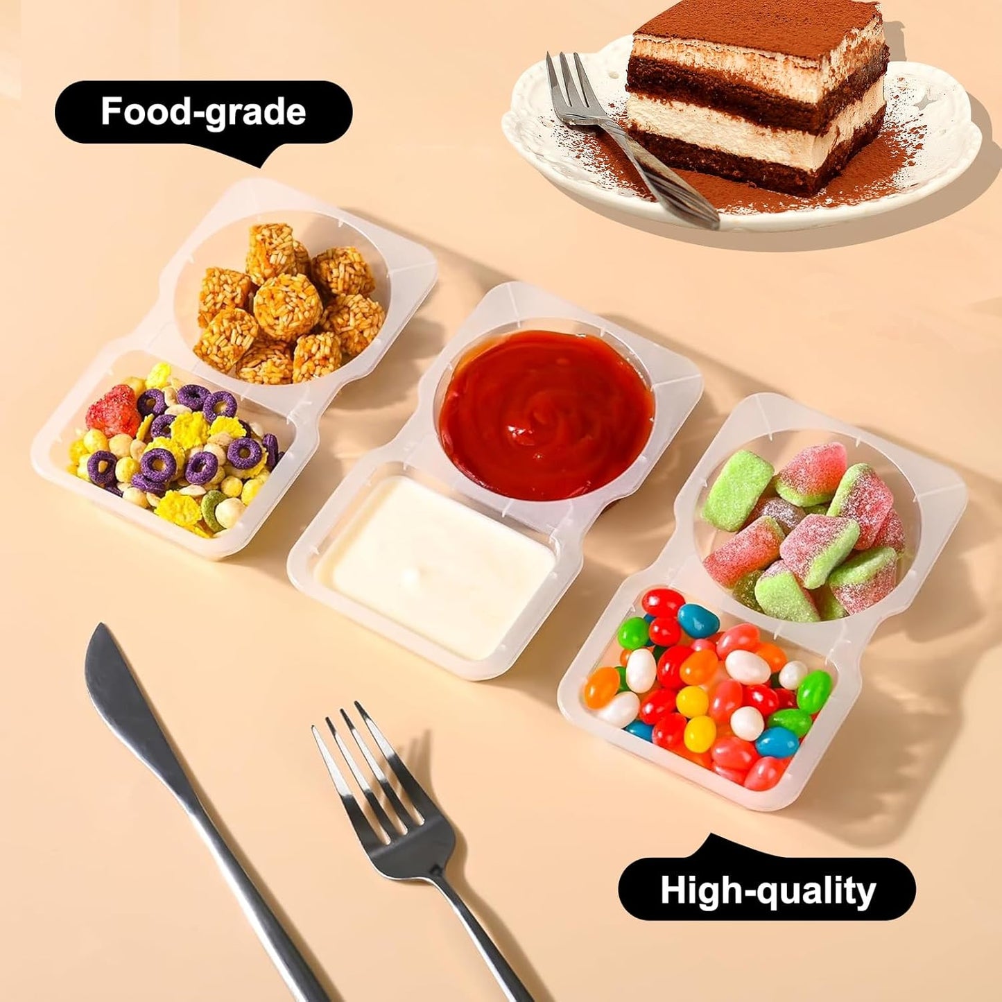 10er-Set Wiederverwendbare Snackbehälter (130 ml) – Mit Doppelkammer & Auslaufschutz