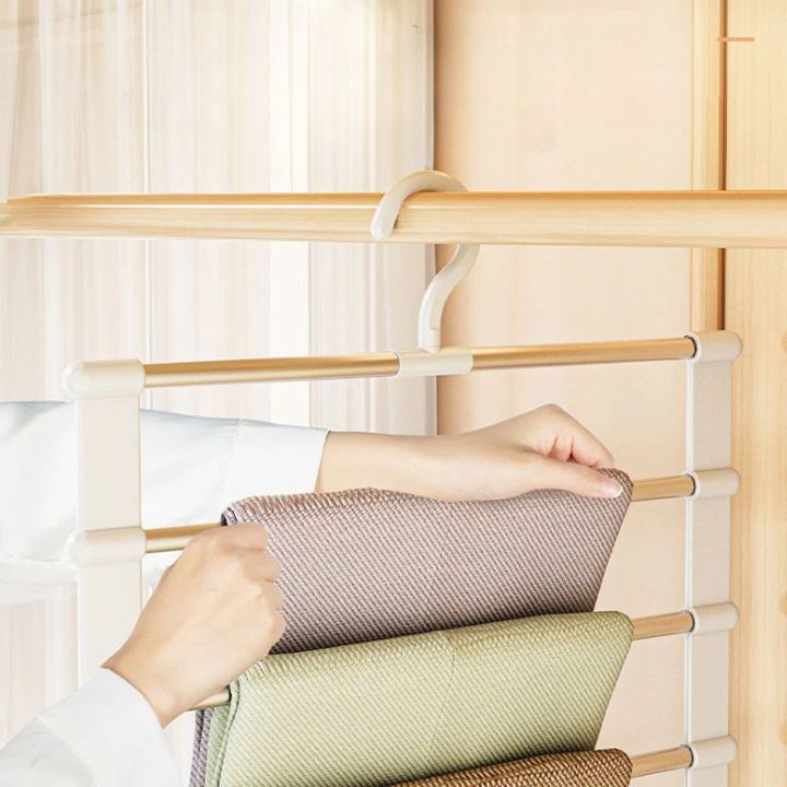 7 Stangen Platzsparender Edelstahl-Hosenbügel