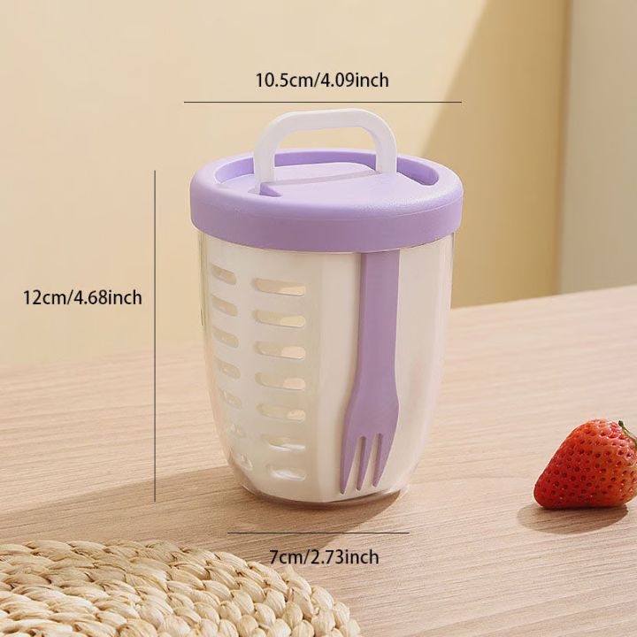 Fruchtbecher mit Sieb & Gabel – Auslaufsichere