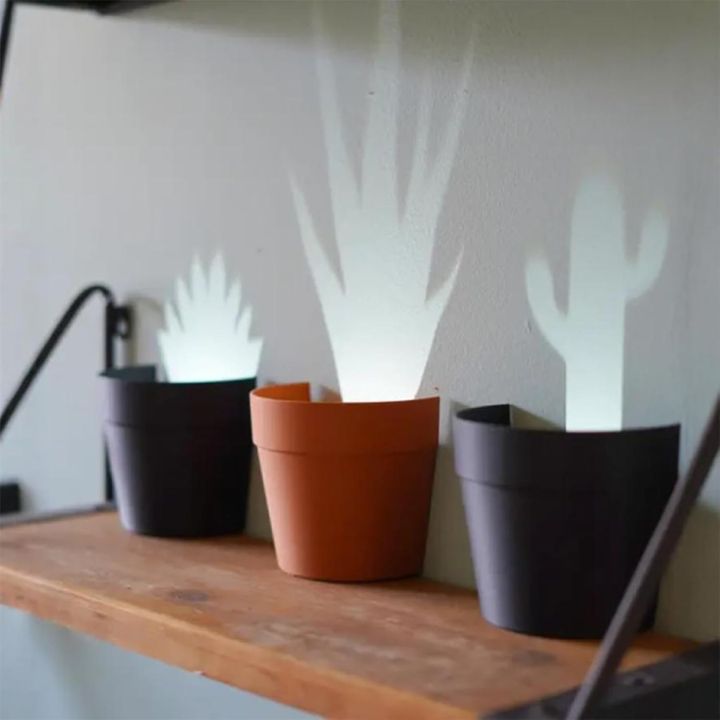 Pflanzentopf mit 7 Lichtprojektionen für Wanddeko