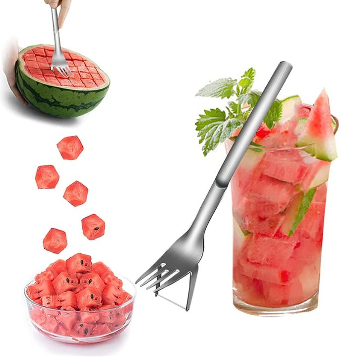 1+1 Gratis | Edelstahl Wassermelonen Würfelschneider & Serviergabel