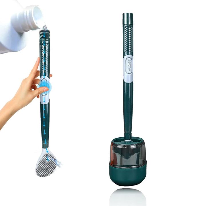 Wand-Toilettenbürste aus Silikon – Mit Spender & langem Griff