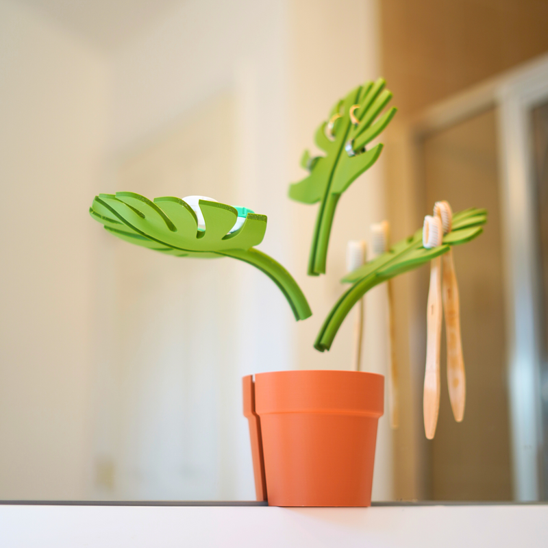 Monstera Spiegelmontierter Badezimmer-Organizer - Platzsparend mit Stilvollem Design