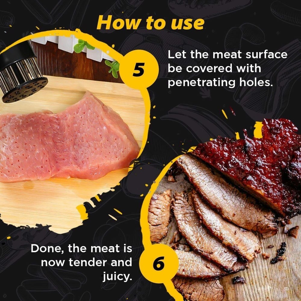 Fleischzartmacher – Edelstahl-Nadelklingen für zarteres und schneller gegartes Fleisch!