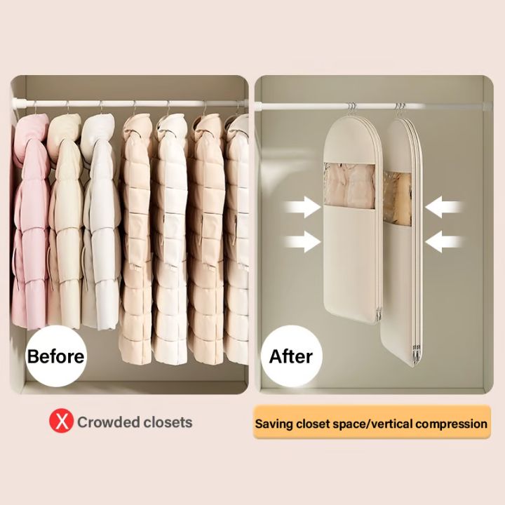 Platzsparende hängende Aufbewahrungstasche mit luftdichter Kompression