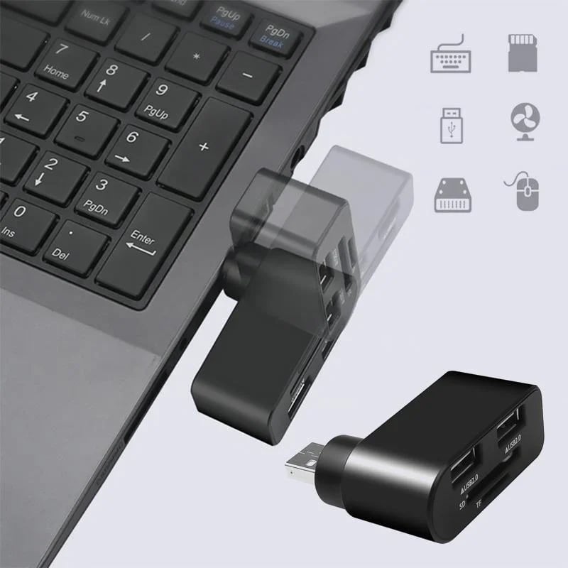 4-in-1 drehbarer USB-Hub – Mehr Anschlüsse, weniger Chaos