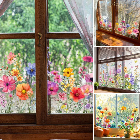 Bunte Blumenfensteraufkleber – Sofort mehr Farbe in Ihrem Zuhause (1+1 Gratis)