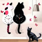 Charmante Katzen-Wanduhr mit schwingendem Schwanz