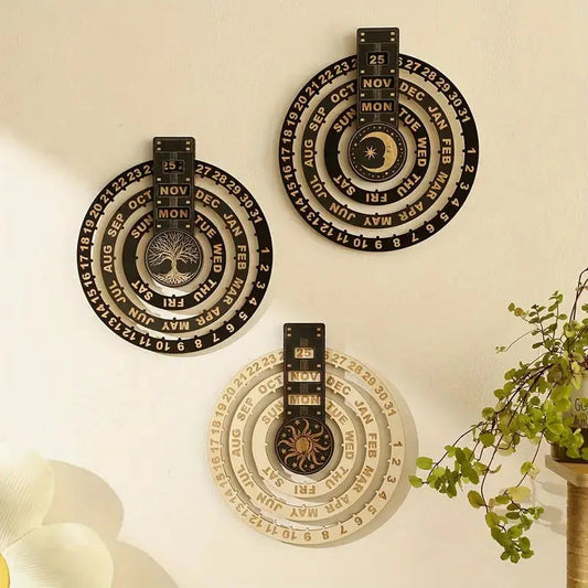 Eleganter Holzkalender mit Rotationsmechanismus