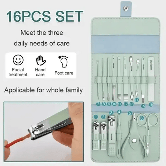 Faltbares Edelstahl-Nagelknipser-16-teiliges Set