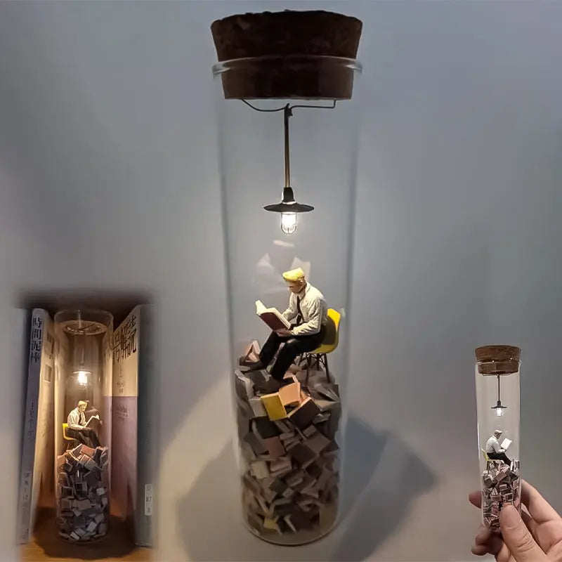 Glas-Miniatur-Diorama für Bücherliebhaber