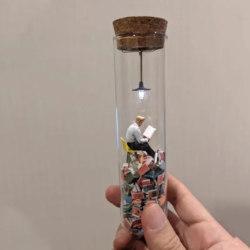 Glas-Miniatur-Diorama für Bücherliebhaber