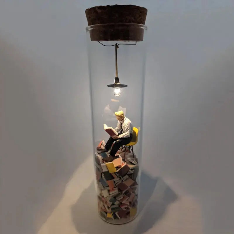 Glas-Miniatur-Diorama für Bücherliebhaber