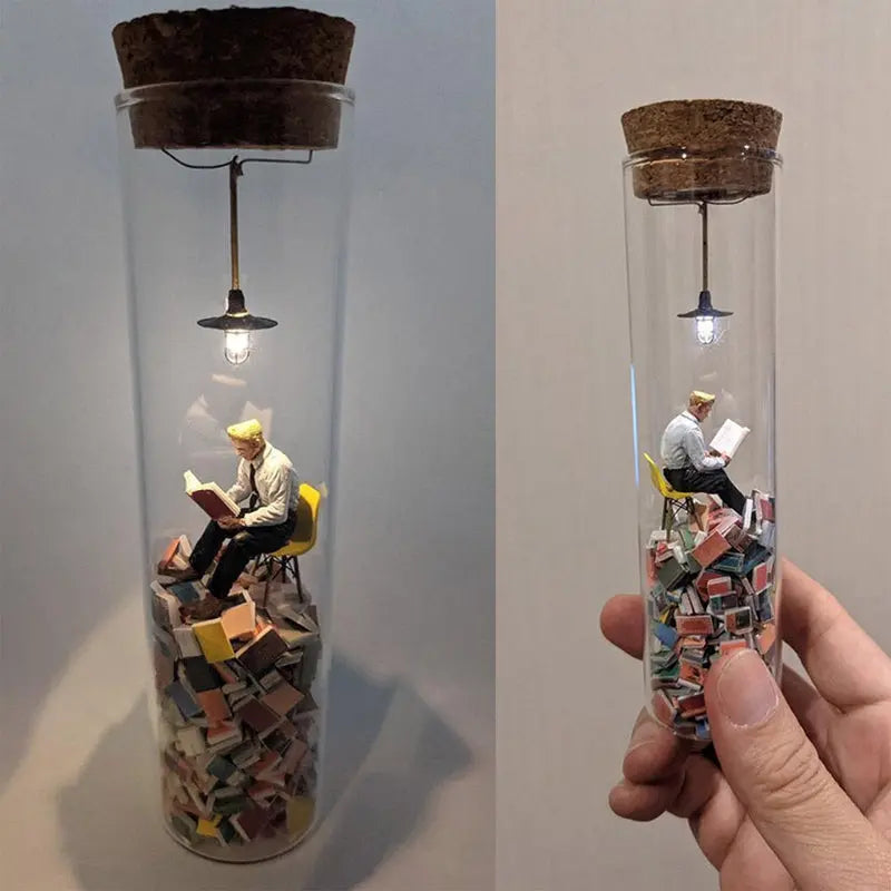 Glas-Miniatur-Diorama für Bücherliebhaber
