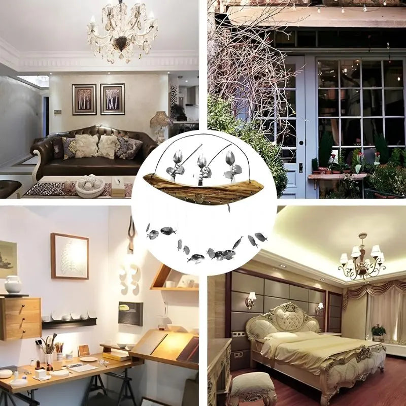 Handgemachte Fischer Löffel Fisch Skulptur Windspiel