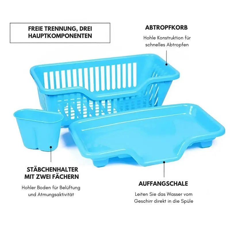 Kompaktes Geschirr-Trockengestell mit Abtropfbrett