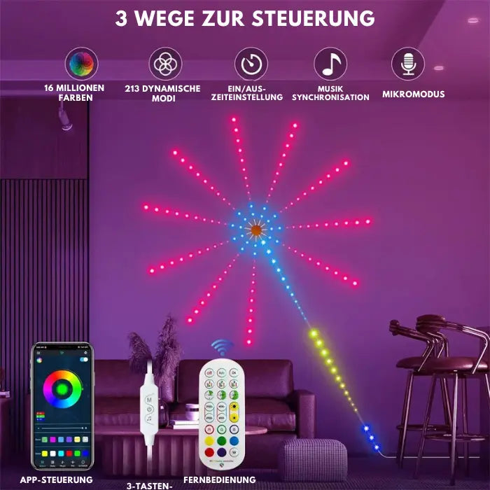 LED-lichterkette mit feuerwerk-effekt