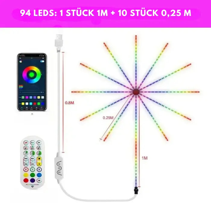 LED-lichterkette mit feuerwerk-effekt