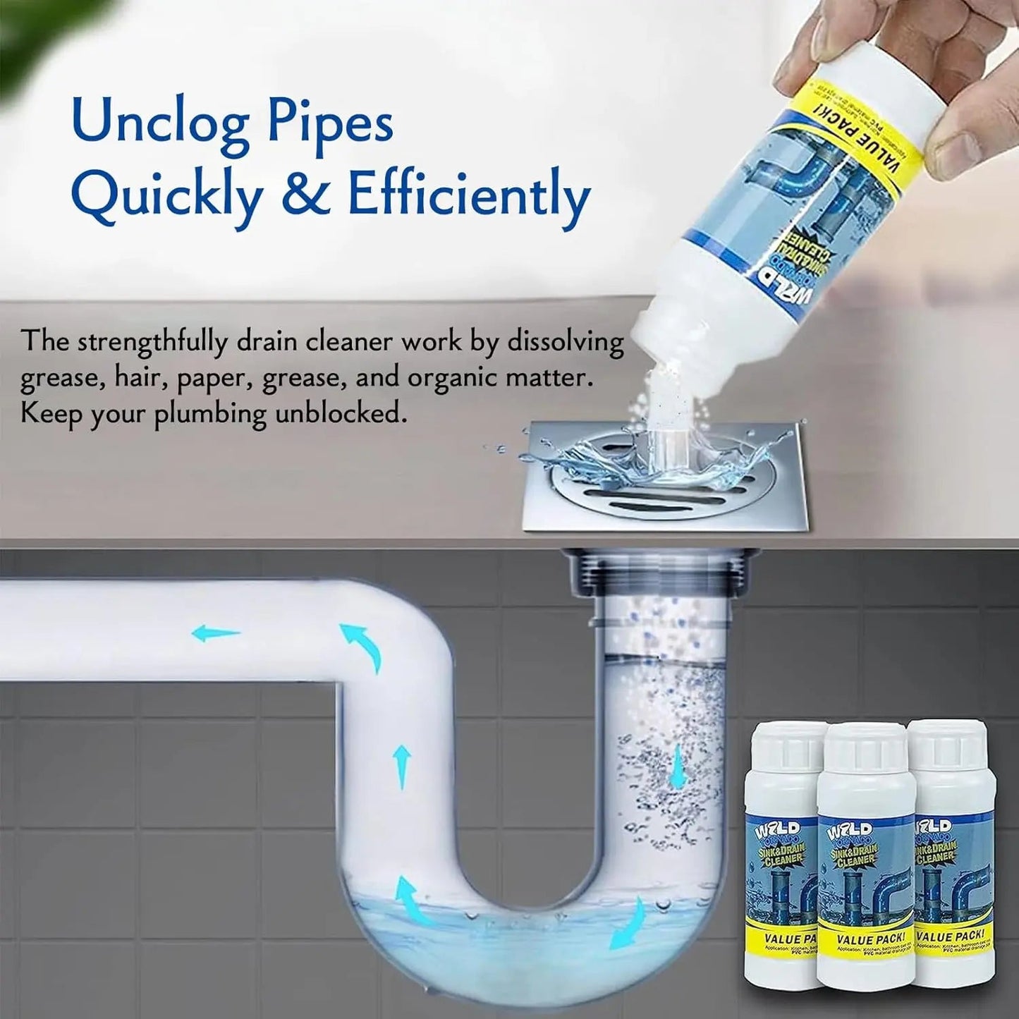 Leistungsstarker Abflussreiniger gegen hartnäckige Verstopfungen