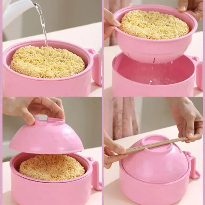 Mikrowellen-Ramen-Schüssel mit Sieb für einfaches Kochen