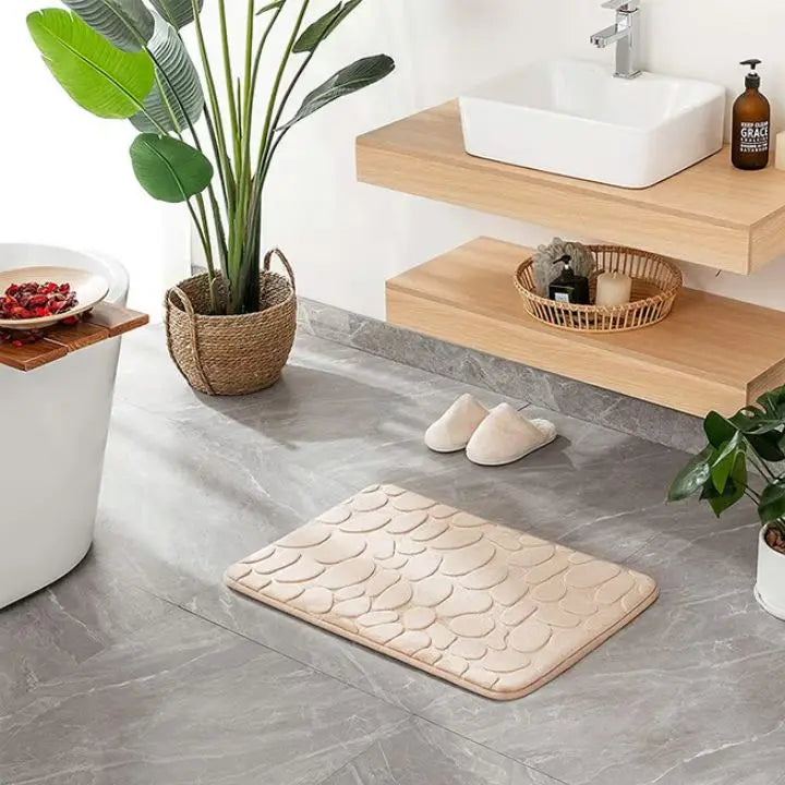 Rutschfeste Badematte mit modernem Kieselmuster