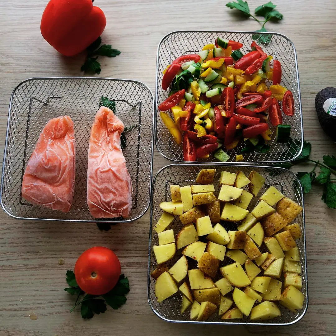 Stapelbare Körbe für Heißluftfritteusen – Mehr Platz, Perfekte Garergebnisse