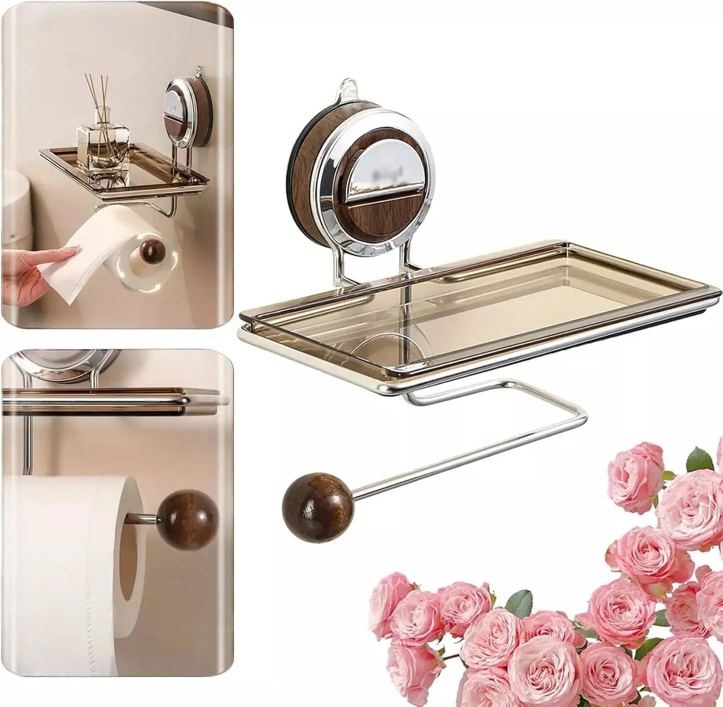 Toilettenpapierhalter aus Edelstahl mit Saugmechanismus – Kein Bohren