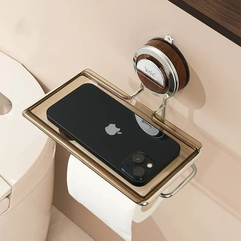 Toilettenpapierhalter aus Edelstahl mit Saugmechanismus – Kein Bohren