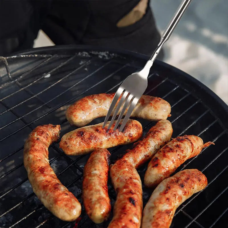 Verstellbares Edelstahl Besteckset mit ausziehbarer Gabel und Löffel