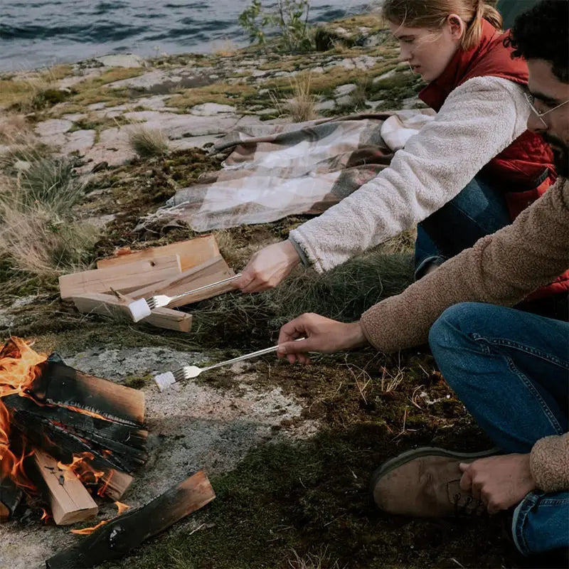 Verstellbares Edelstahl Besteckset mit ausziehbarer Gabel und Löffel