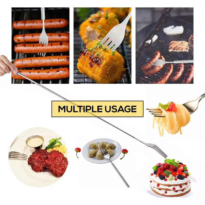 Verstellbares Edelstahl Besteckset mit ausziehbarer Gabel und Löffel