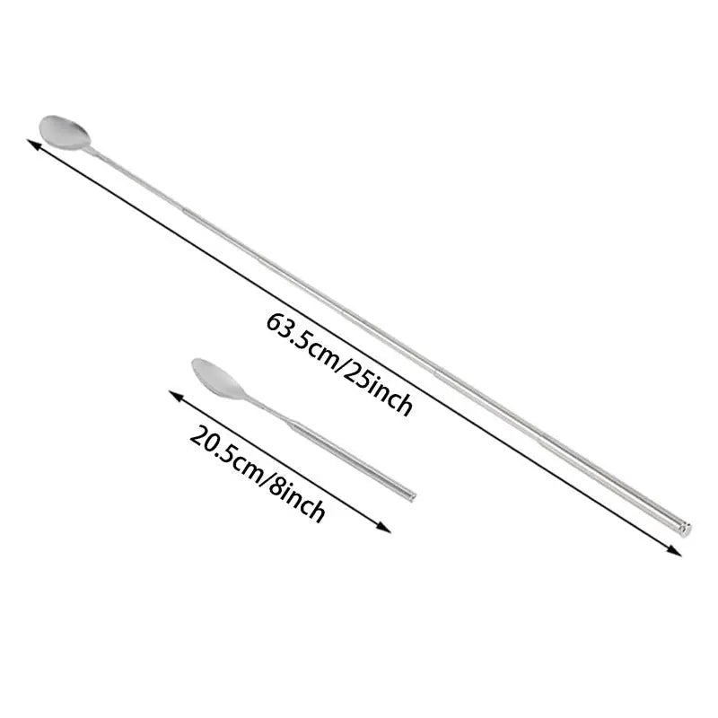 Verstellbares Edelstahl Besteckset mit ausziehbarer Gabel und Löffel