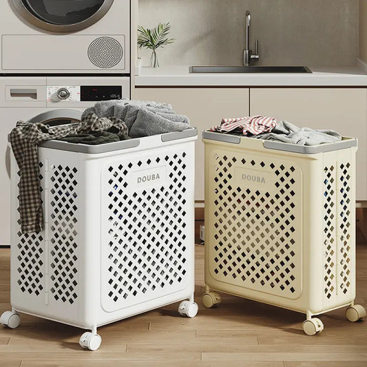Wäschekorb mit großer Kapazität und Rädern, faltbar