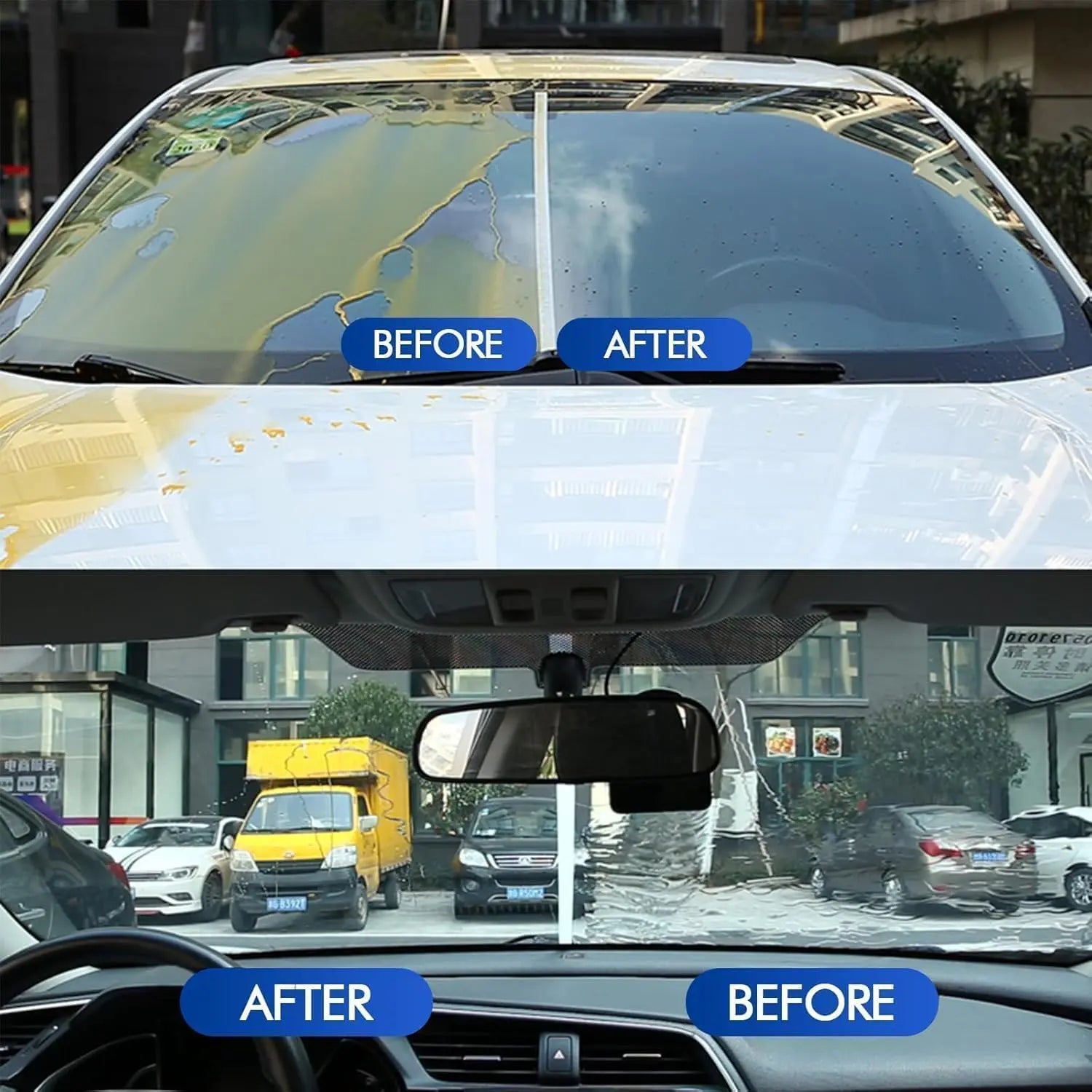 Wasserabweisender Glasreiniger für klare Sicht