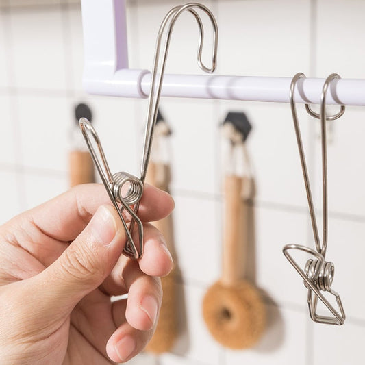 10er-Set Edelstahl-Clips mit Haken – Ordnung leicht gemacht